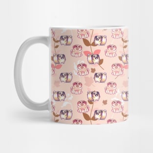 Pink Leaf Pug Pattern Mug